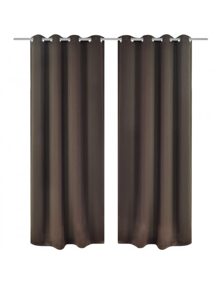 Tenda Oscurante con Occhielli in Metallo 270x245 cm Marrone