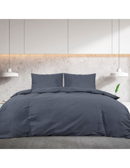 Set Copripiumino Antracite 155x220 cm in Microfibra Leggera