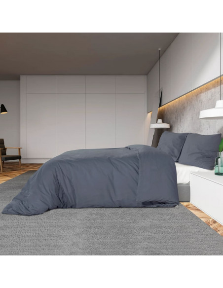 Set Copripiumino Antracite 155x220 cm in Microfibra Leggera