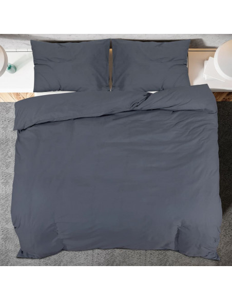 Set Copripiumino Antracite 155x220 cm in Microfibra Leggera