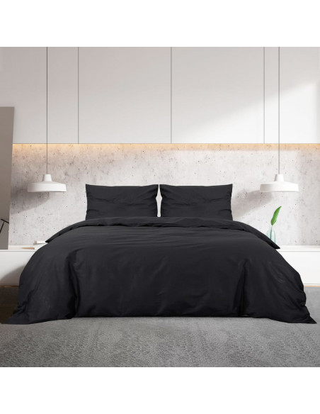Set Copripiumino Nero 155x220 cm in Microfibra Leggera