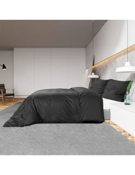 Set Copripiumino Nero 155x220 cm in Microfibra Leggera