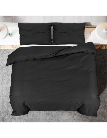 Set Copripiumino Nero 155x220 cm in Microfibra Leggera