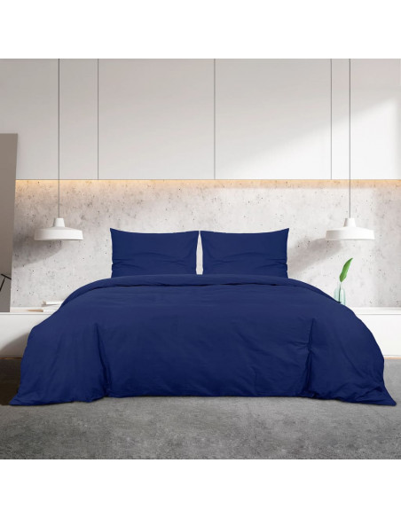 Set Copripiumino Blu Marino 260x240 cm in Microfibra Leggera