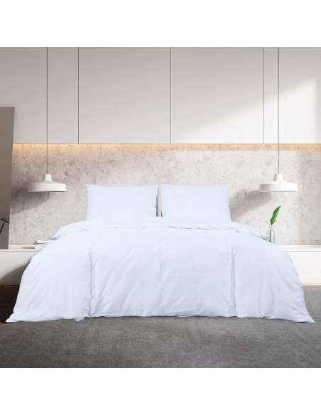 Set Copripiumino Bianco 155x220 cm in Microfibra Leggera