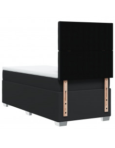 Giroletto a Molle con Materasso Nero 90x190 cm in Similpelle