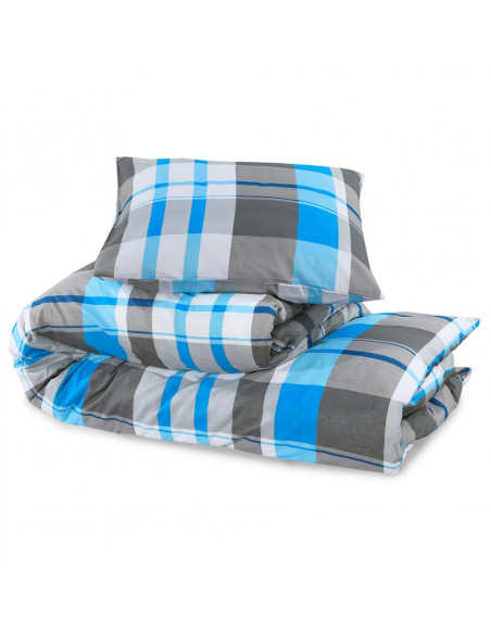 Set Copripiumino Blu e Grigio 200x200 cm in Cotone