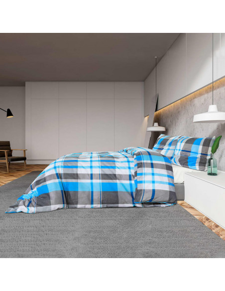 Set Copripiumino Blu e Grigio 200x200 cm in Cotone