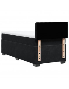 Giroletto a Molle con Materasso Nero 90x190 cm in Velluto