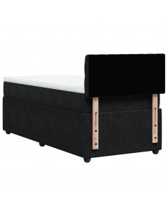 Giroletto a Molle con Materasso Nero 90x190 cm in Velluto
