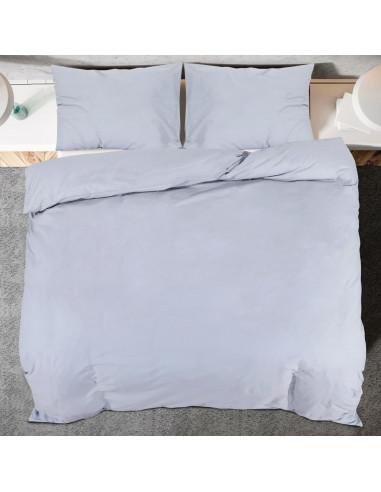 Set Copripiumino Grigio 240x220 cm in Microfibra Leggera