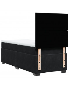 Giroletto a Molle con Materasso Nero 90x190 cm in Velluto