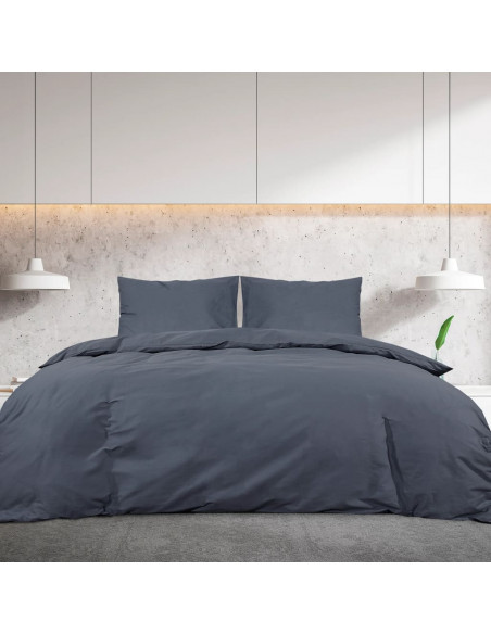 Set Copripiumino Antracite 140x200 cm in Microfibra Leggera