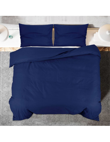 Set Copripiumino Blu Marino 240x220 cm in Microfibra Leggera