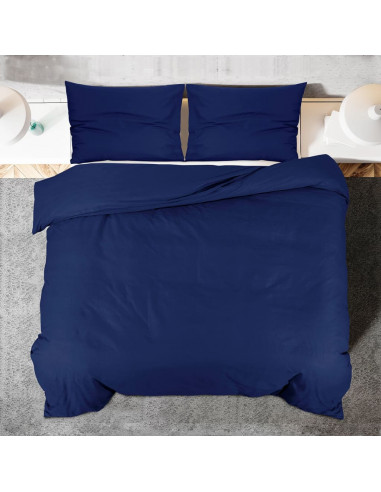 Set Copripiumino Blu Marino 200x200 cm in Microfibra Leggera