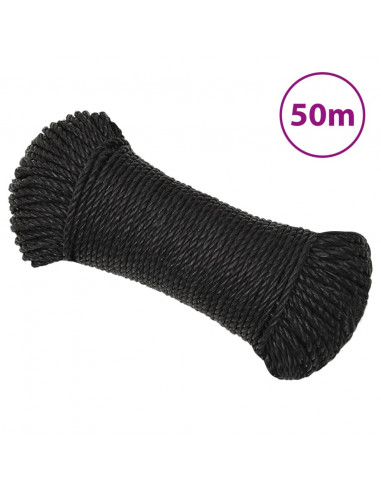 Corda da Lavoro Nera 3 mm 50 m in Polipropilene