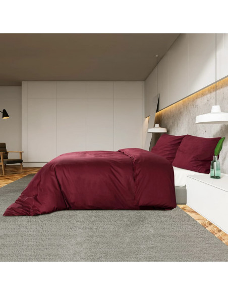 Set Copripiumino Bordeaux 200x200 cm in Microfibra Leggera