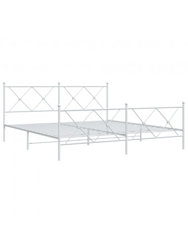 Giroletto con Testiera e Pediera Metallo Bianco 180x200 cm