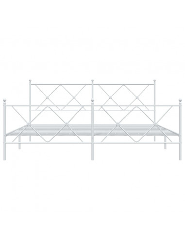 Giroletto con Testiera e Pediera Metallo Bianco 180x200 cm