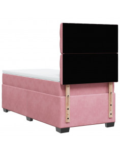 Giroletto a Molle con Materasso Rosa 100x200 cm in Velluto