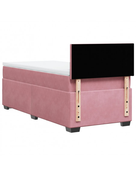 Giroletto a Molle con Materasso Rosa 100x200 cm in Velluto