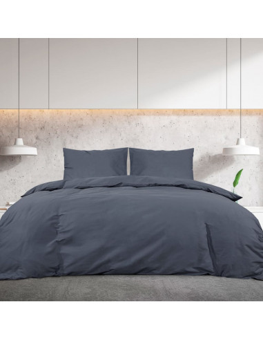 Set Copripiumino Antracite 200x220 cm in Microfibra Leggera