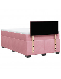 Giroletto a Molle con Materasso Rosa 120x190 cm in Velluto