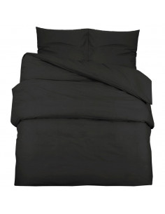Set Copripiumino Nero 200x220 cm in Microfibra Leggera