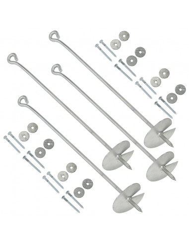 Ancoraggi a Terra 4 pz 10x60 cm in Metallo Zincato
