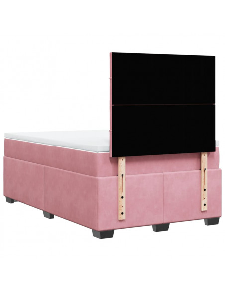 Giroletto a Molle con Materasso Rosa 120x200 cm in Velluto