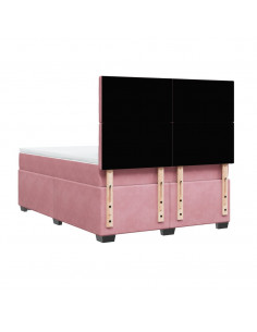 Giroletto a Molle con Materasso Rosa 140x190 cm in Velluto