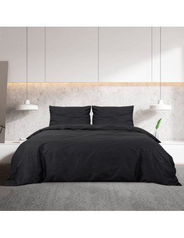 Set Copripiumino Nero 200x200 cm in Cotone