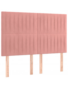 Giroletto a Molle con Materasso Rosa 140x200 cm in Velluto