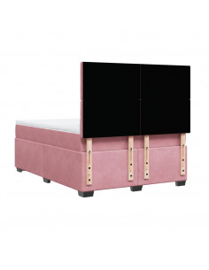 Giroletto a Molle con Materasso Rosa 140x200 cm in Velluto