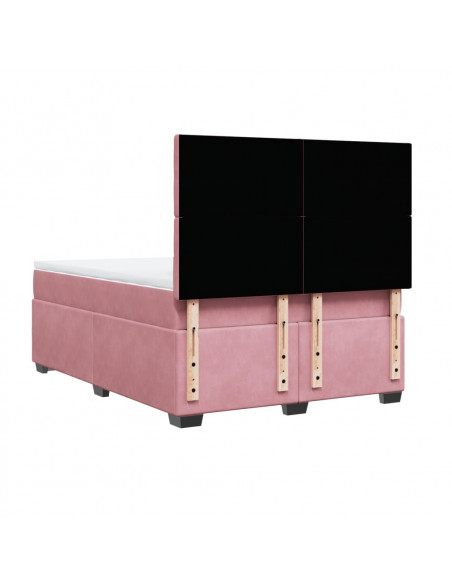 Giroletto a Molle con Materasso Rosa 140x200 cm in Velluto