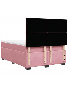 Giroletto a Molle con Materasso Rosa 160x200 cm in Velluto