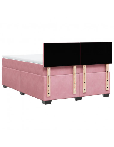 Giroletto a Molle con Materasso Rosa 160x200 cm in Velluto