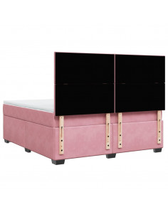 Giroletto a Molle con Materasso Rosa 180x200 cm in Velluto