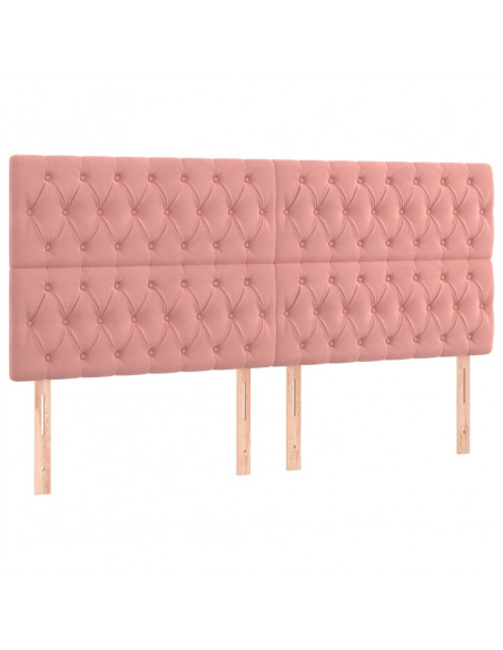 Giroletto a Molle con Materasso Rosa 200x200 cm in Velluto