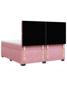 Giroletto a Molle con Materasso Rosa 200x200 cm in Velluto