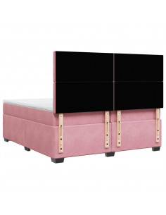 Giroletto a Molle con Materasso Rosa 200x200 cm in Velluto