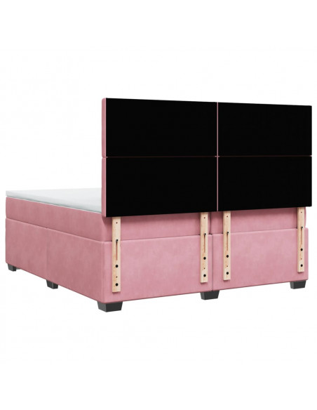 Giroletto a Molle con Materasso Rosa 200x200 cm in Velluto