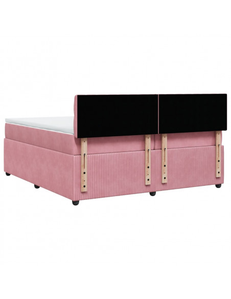 Giroletto a Molle con Materasso Rosa 200x200 cm in Velluto