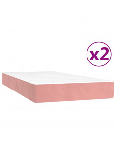 Giroletto a Molle con Materasso Rosa 200x200 cm in Velluto