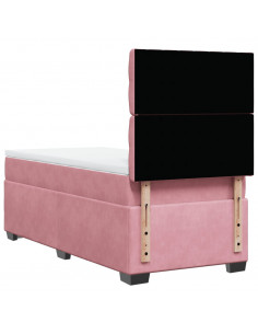 Giroletto a Molle con Materasso Rosa 90x190 cm in Velluto