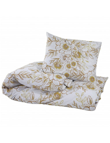 Set Copripiumino Bianco e Marrone 260x220 cm in Cotone