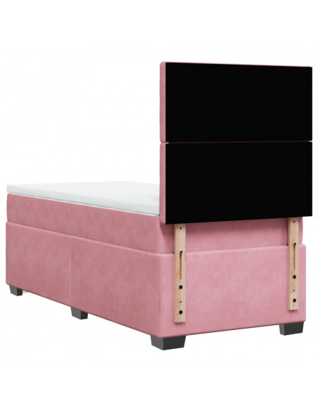 Giroletto a Molle con Materasso Rosa 90x200 cm in Velluto