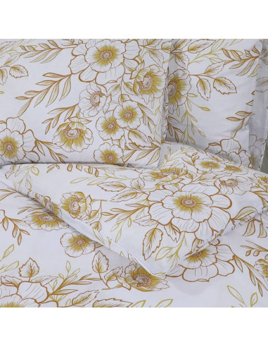 Set Copripiumino Bianco e Marrone 135x200 cm in Cotone