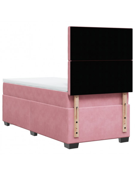 Giroletto a Molle con Materasso Rosa 90x200 cm in Velluto