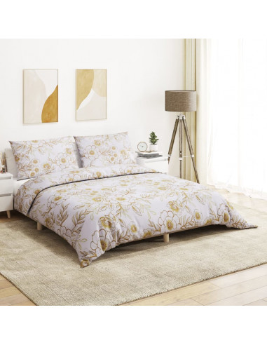 Set Copripiumino Bianco e Marrone 200x220 cm in Cotone